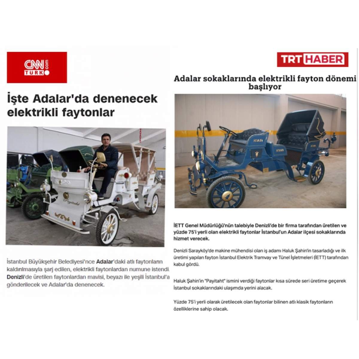 Adalar için elektrikli fayton üretti!