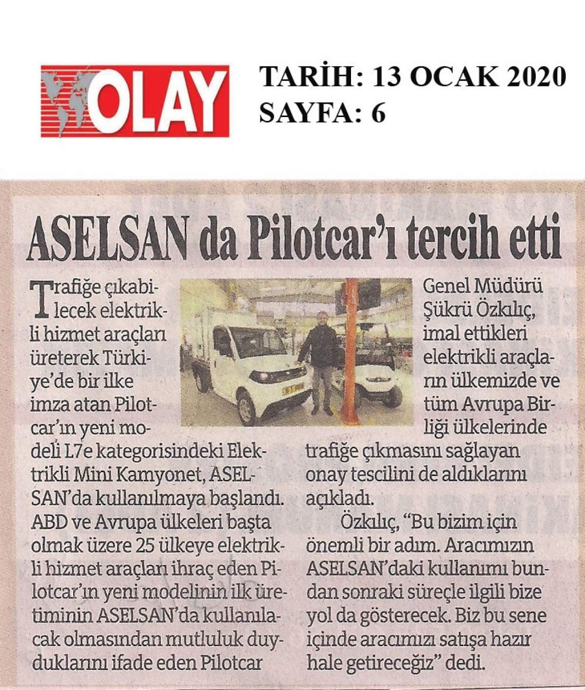 ASELSAN da Pilotcar’ı tercih etti…    