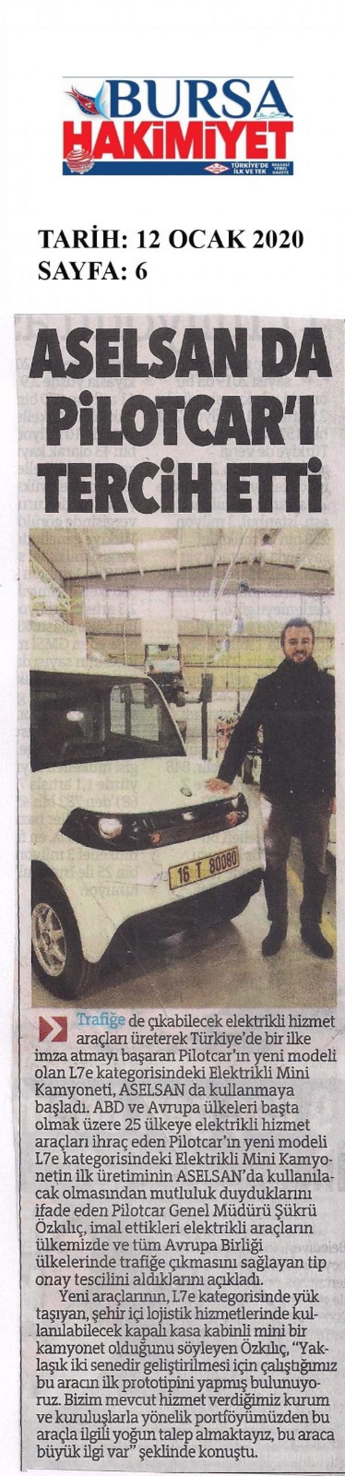 ASELSAN da Pilotcar’ı tercih etti…    