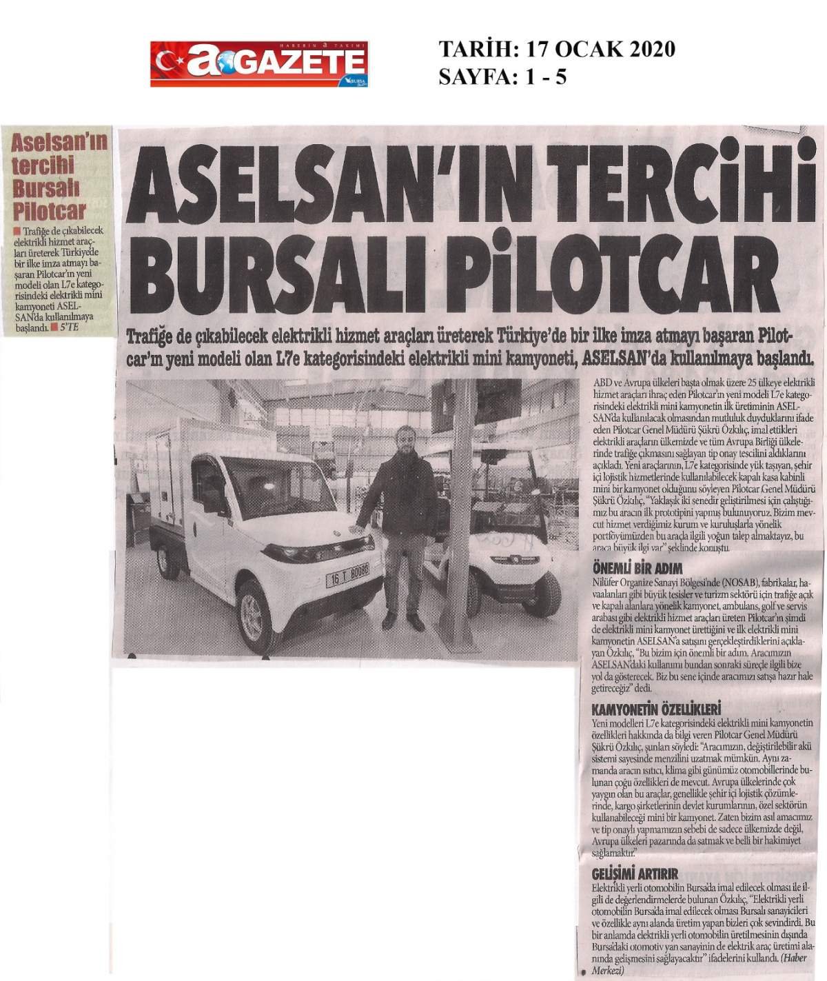 ASELSAN da Pilotcar’ı tercih etti…    
