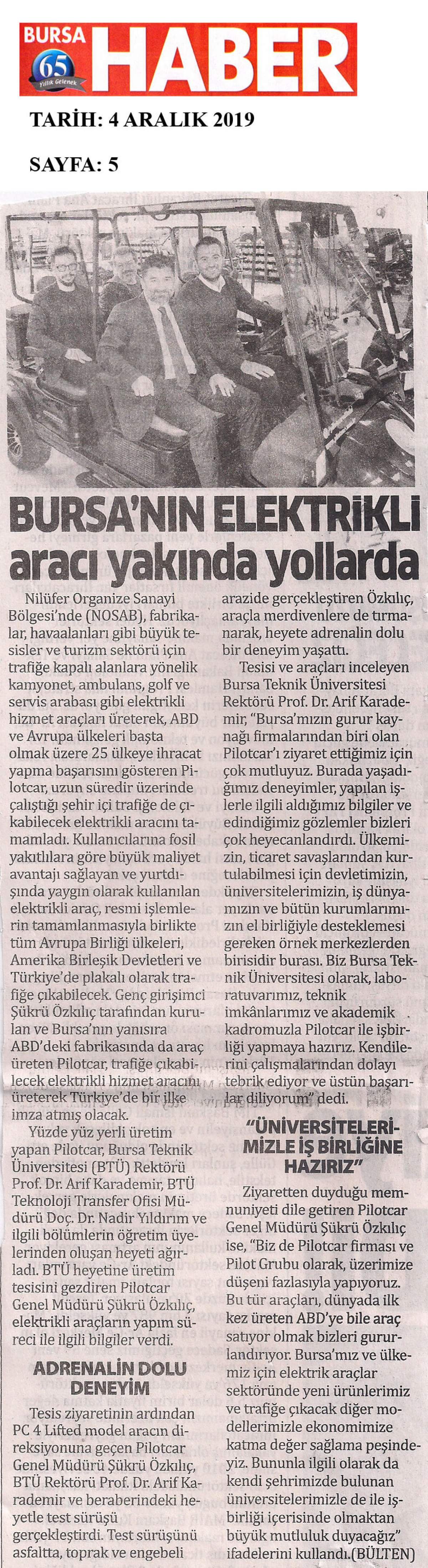 Pilotcar ve Bursa Teknik Üniversitesi İşbirliği