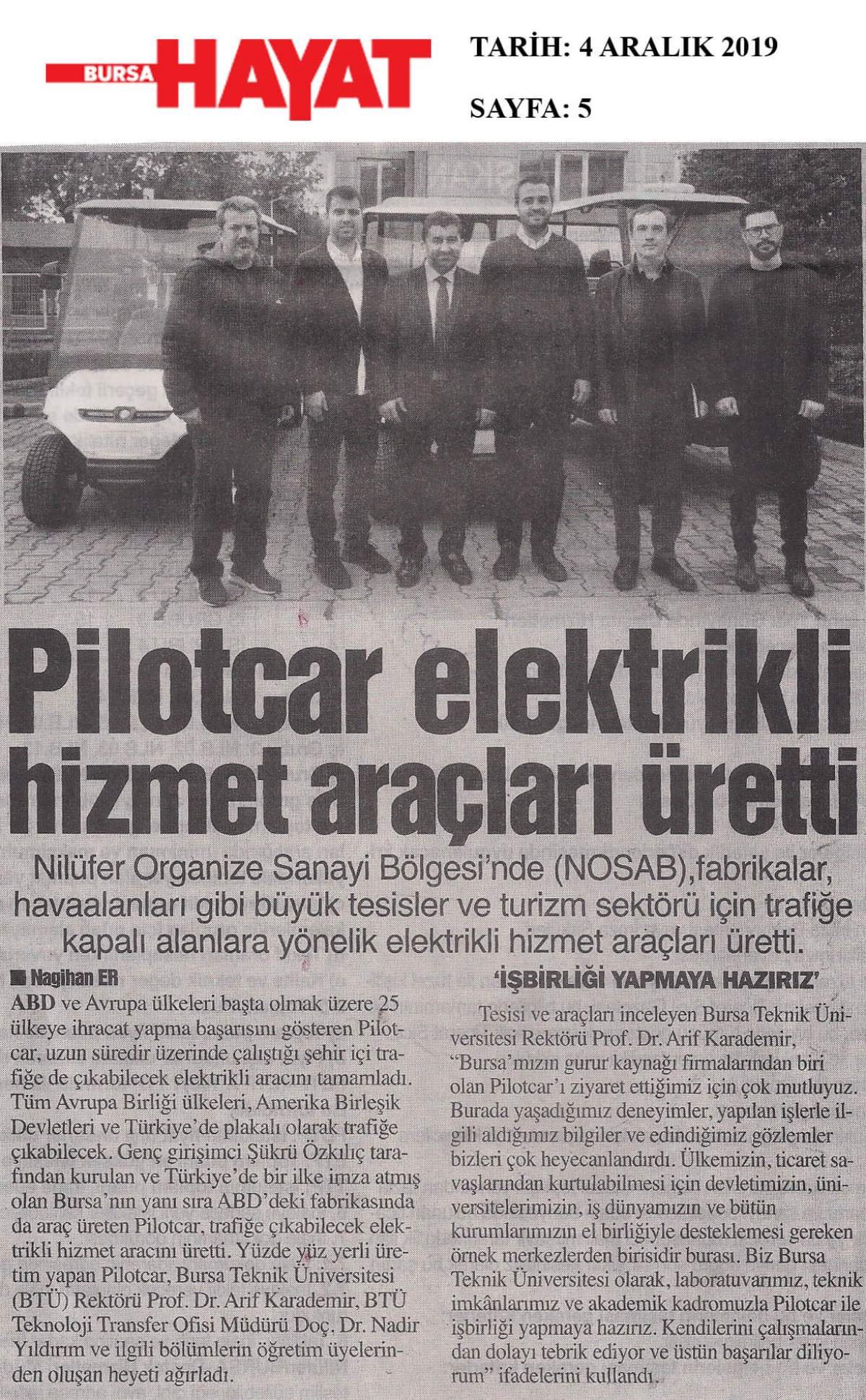 Pilotcar ve Bursa Teknik Üniversitesi İşbirliği