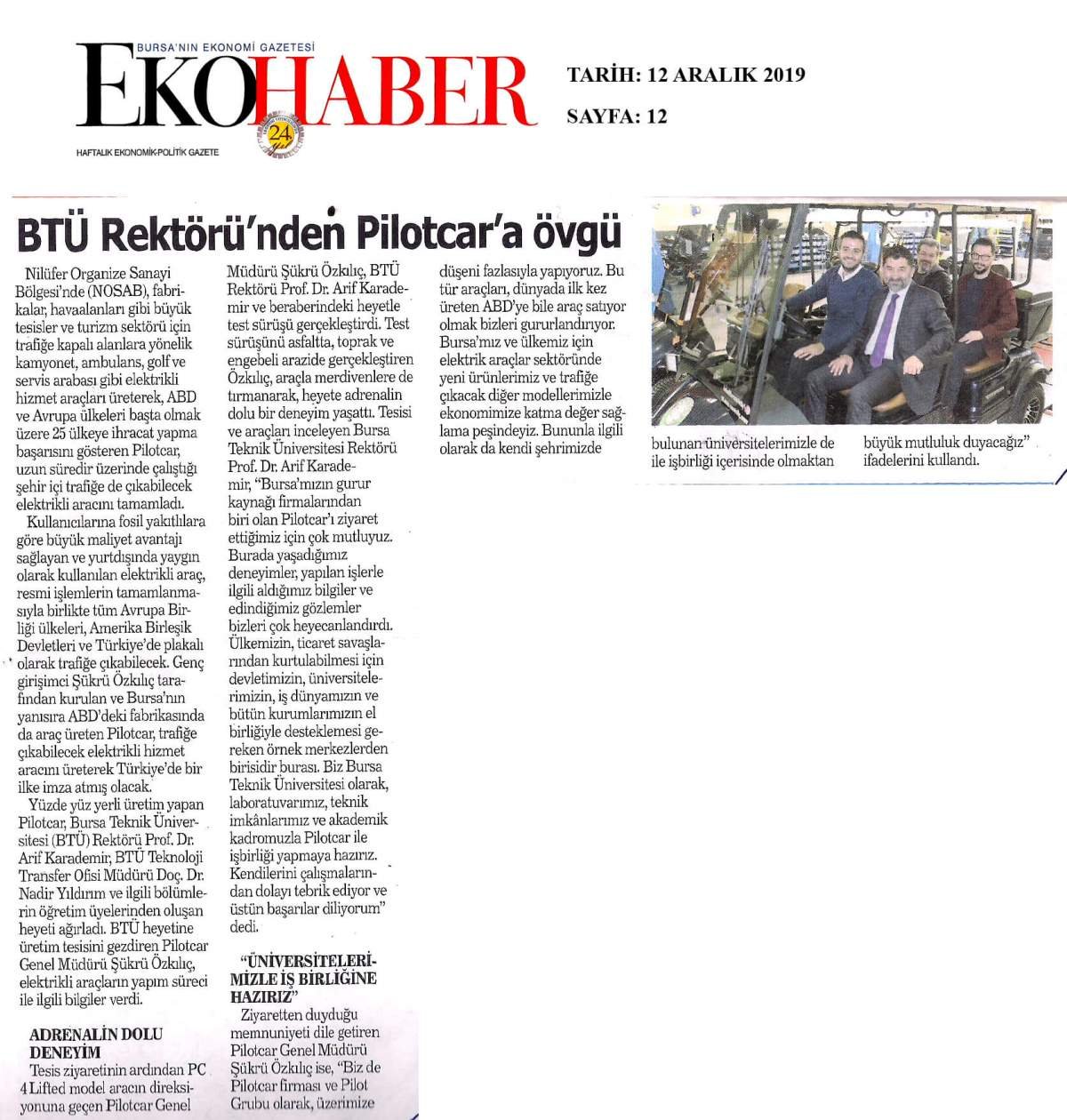Pilotcar ve Bursa Teknik Üniversitesi İşbirliği