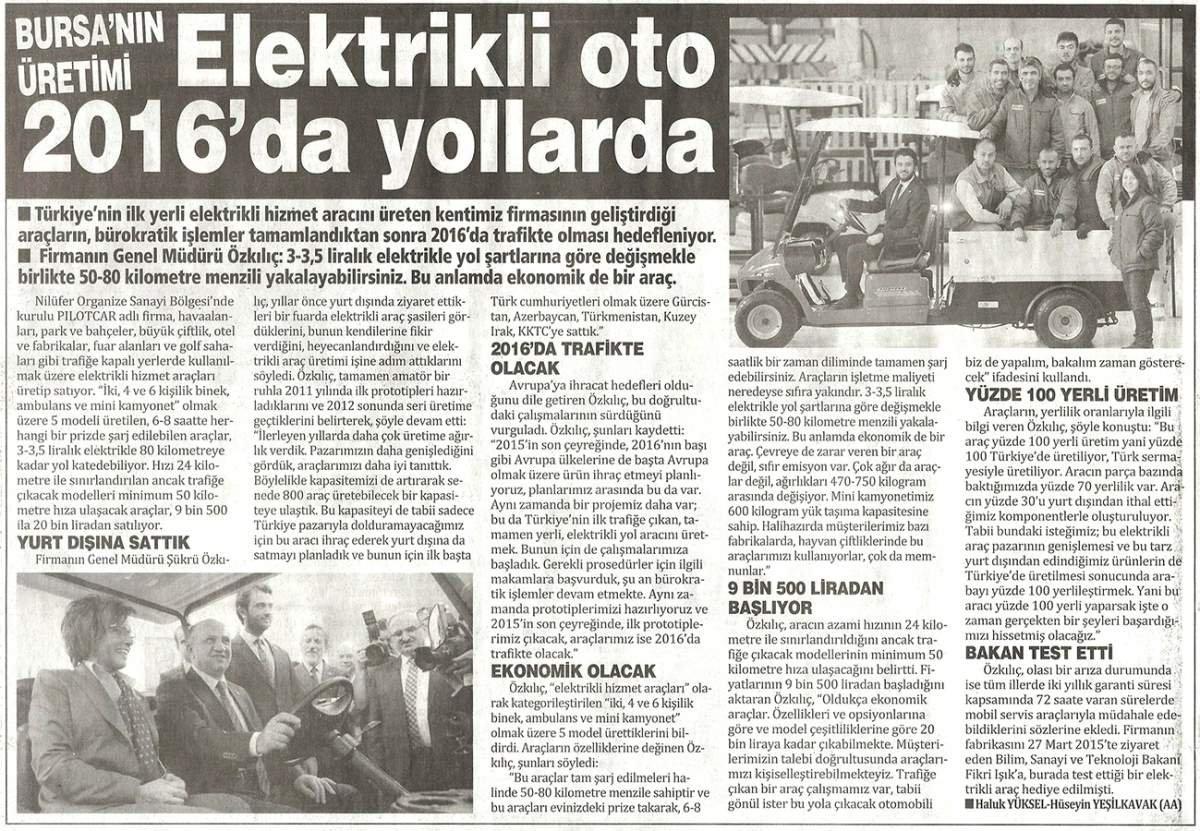 Yeni Elektrikli Aracımız 2016`da Yollarda